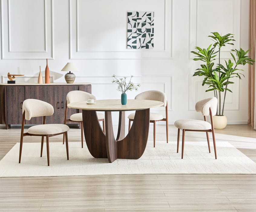 Japandi Rond Eettafel ARMOY Walnoot Look 130 cm
