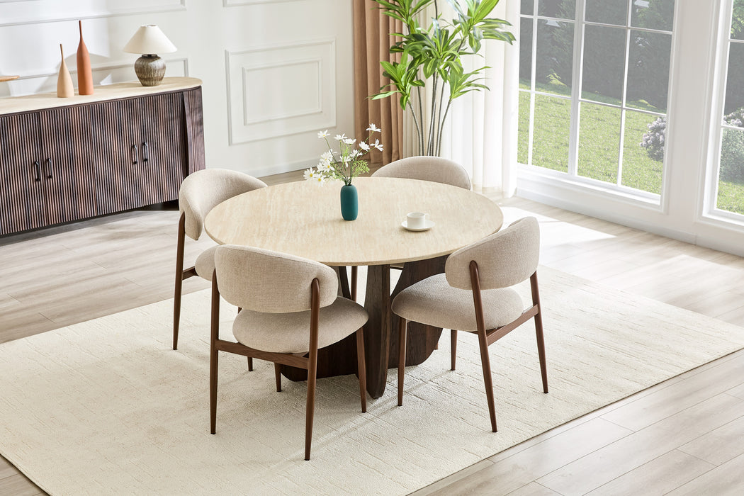 Japandi Rond Eettafel ARMOY Walnoot Look 130 cm