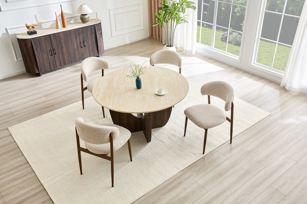 Japandi Rond Eettafel ARMOY Walnoot Look 130 cm