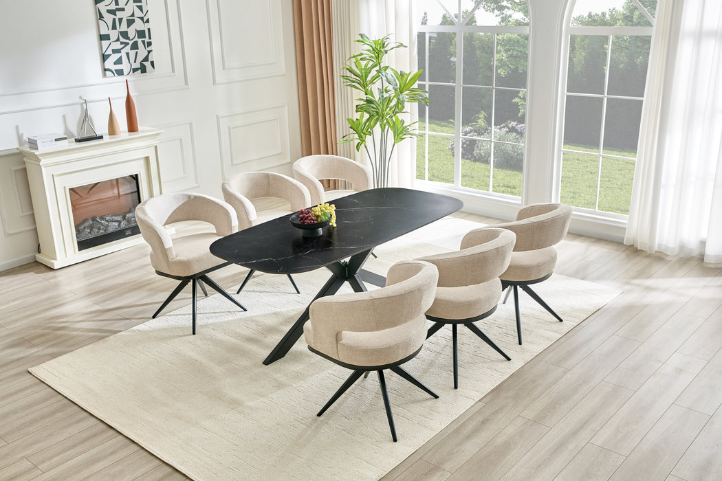Eettafel VABRE Keramiek Zwart 180 cm