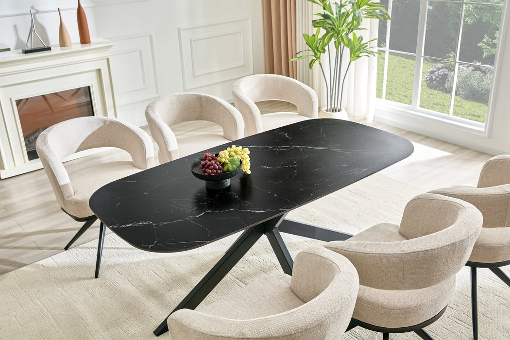 Eettafel VABRE Keramiek Zwart 180 cm