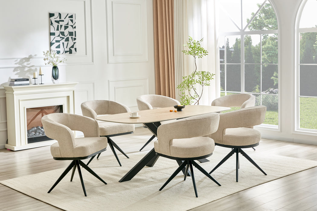 Eettafel VABRE Keramiek Travertin Look 180 cm