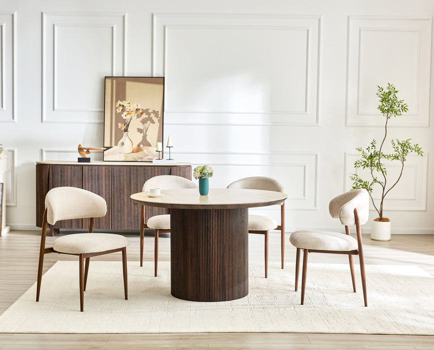 Eettafel CORRENS Rond Keramiek Walnoot 120 cm
