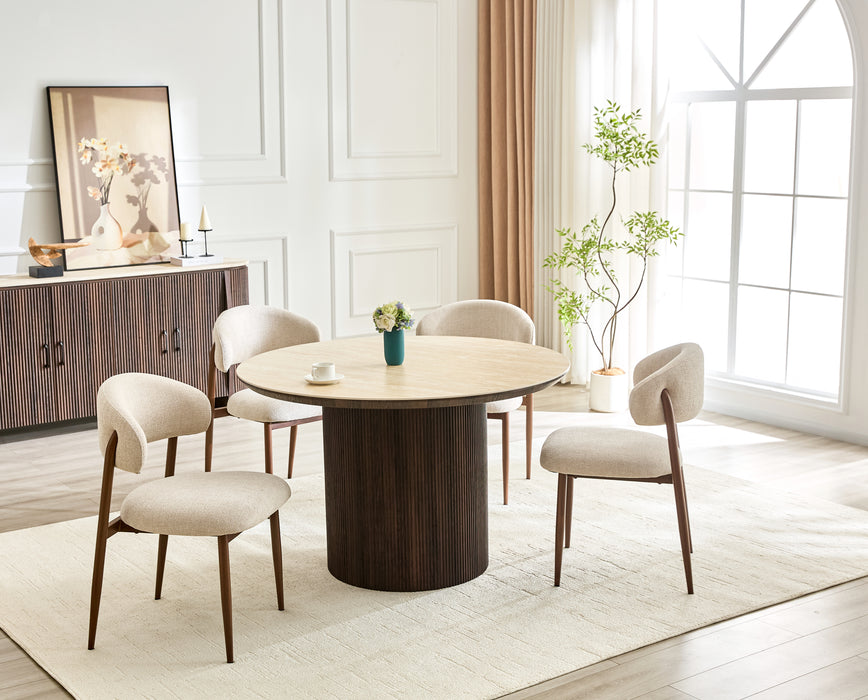 Eettafel CORRENS Rond Keramiek Walnoot 120 cm