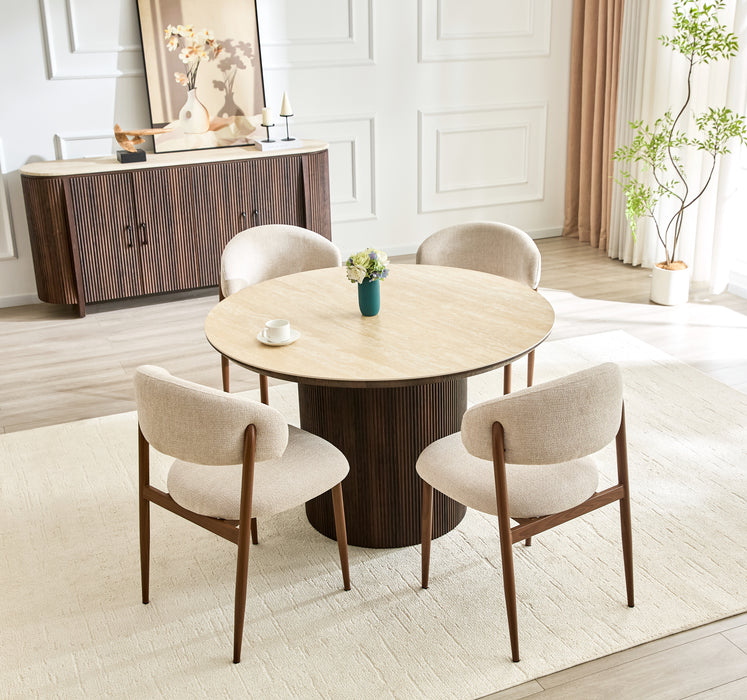 Eettafel CORRENS Rond Keramiek Walnoot 120 cm