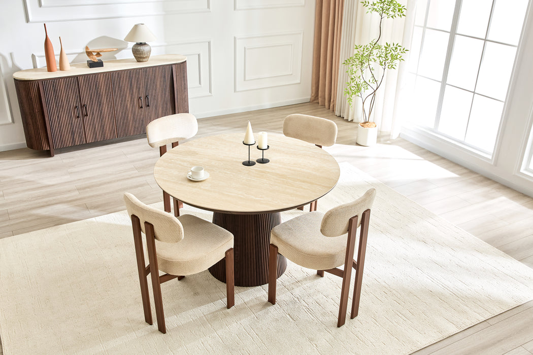 Eettafel GANIER Keramiek Zand Rond 120 cm