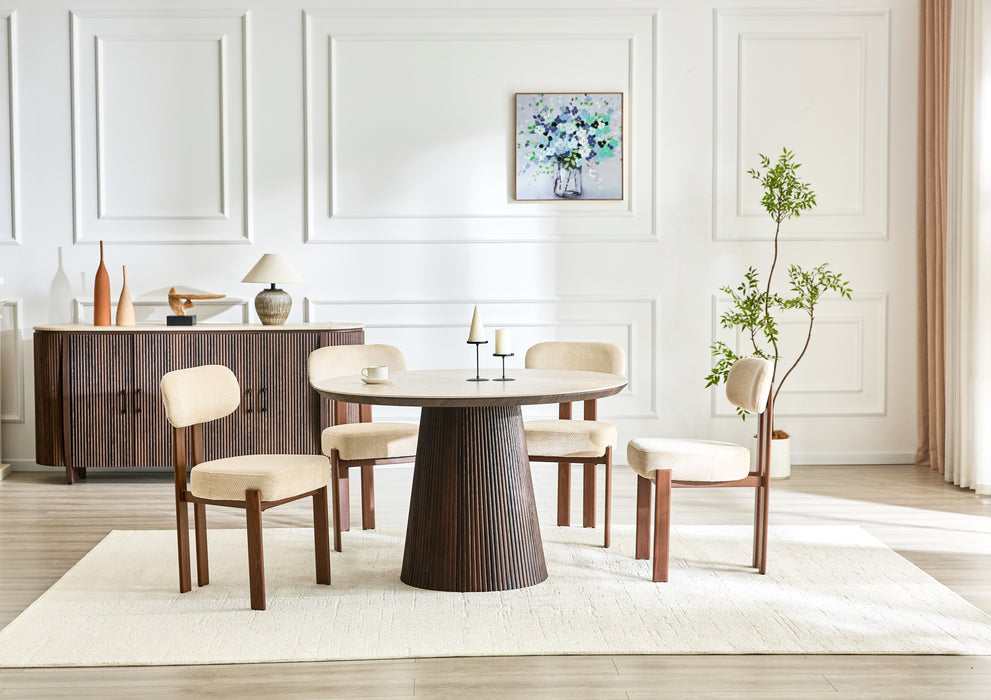 Eettafel GANIER Keramiek Zand Rond 120 cm