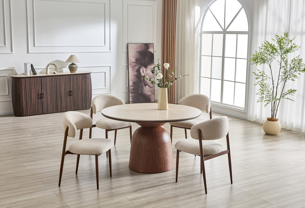 Eettafel MEDARD Rond 130 cm Travertin Look