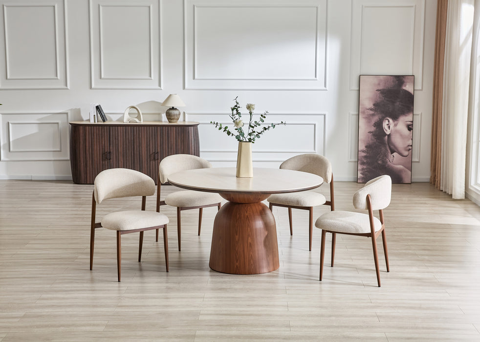 Eettafel MEDARD Rond 130 cm Travertin Look