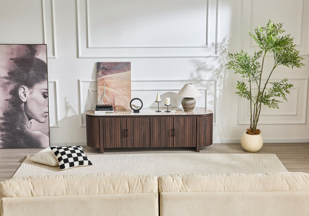 Meuble TV PANDORA Céramique Noyer 180 cm