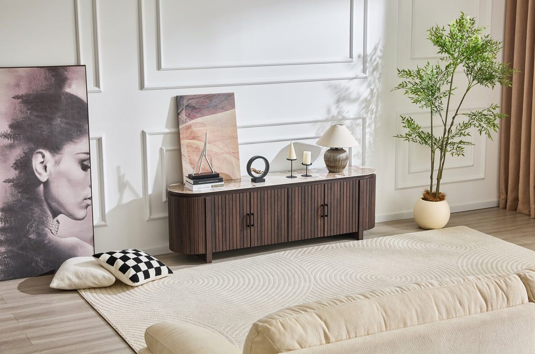 Meuble TV PANDORA Céramique Noyer 180 cm