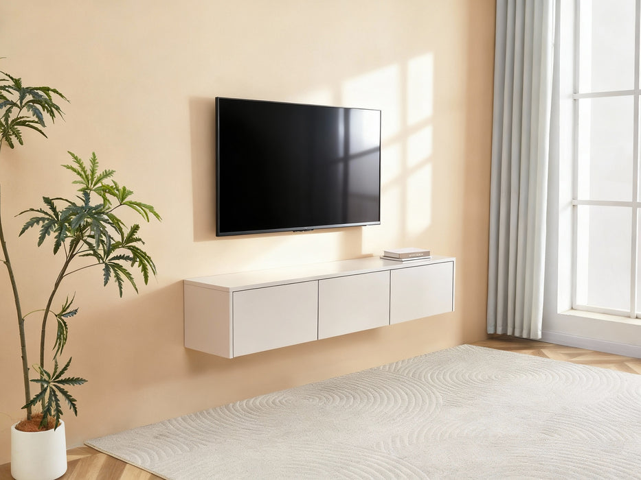 Meuble TV Suspendu Japandi SAUVERN Ivoire 180CM