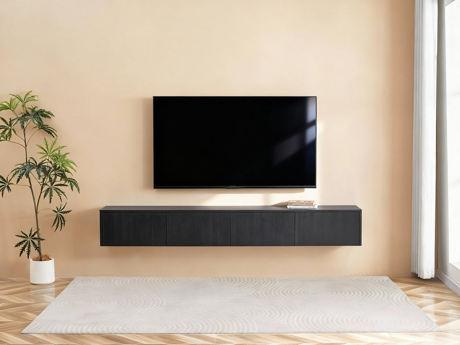 Meuble TV suspendu Japandi VIEUX NOIR 240CM