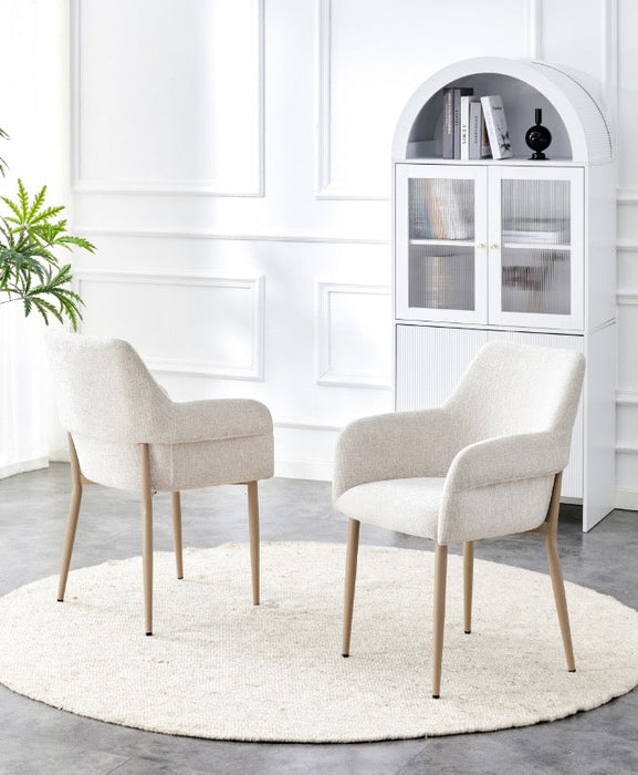 Japandi eetkamerstoel FLECHE Boucle Stone Set van 4