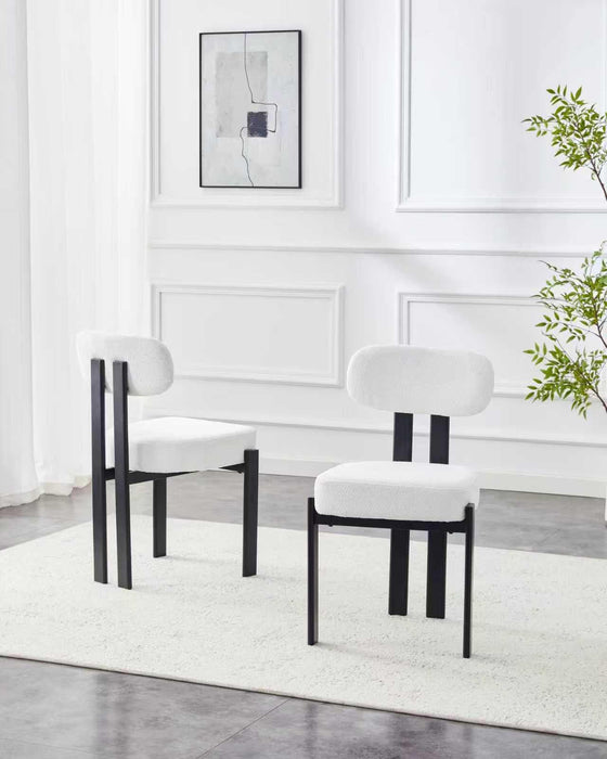 Japandi Eetkamerstoel Caen Bouclé Crème Set van 4