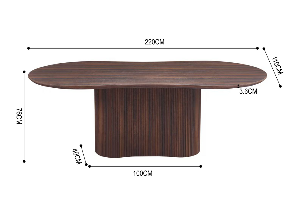 Japandi Eettafel Chivres Walnoot 220 cm