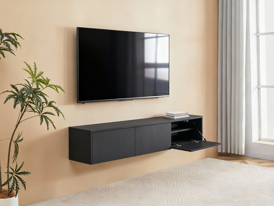 Meuble TV suspendu Japandi VIEUX NOIR 180CM