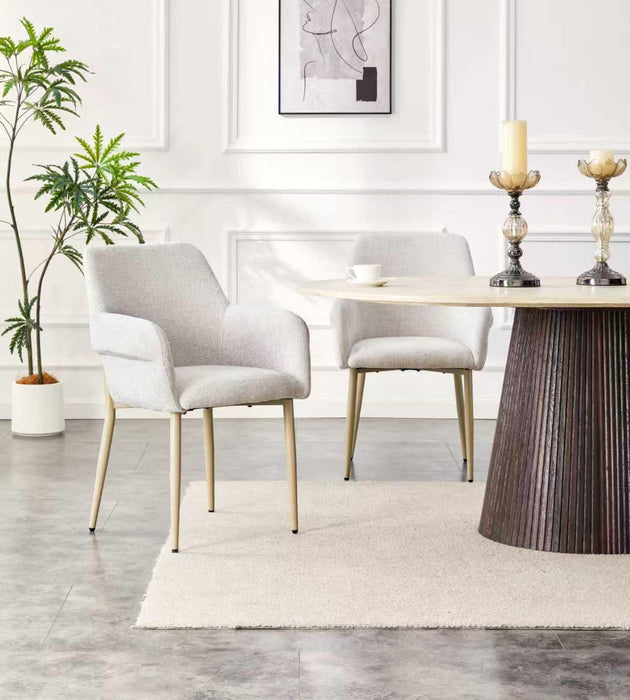 Japandi eetkamerstoel FLECHE Boucle Stone Set van 4