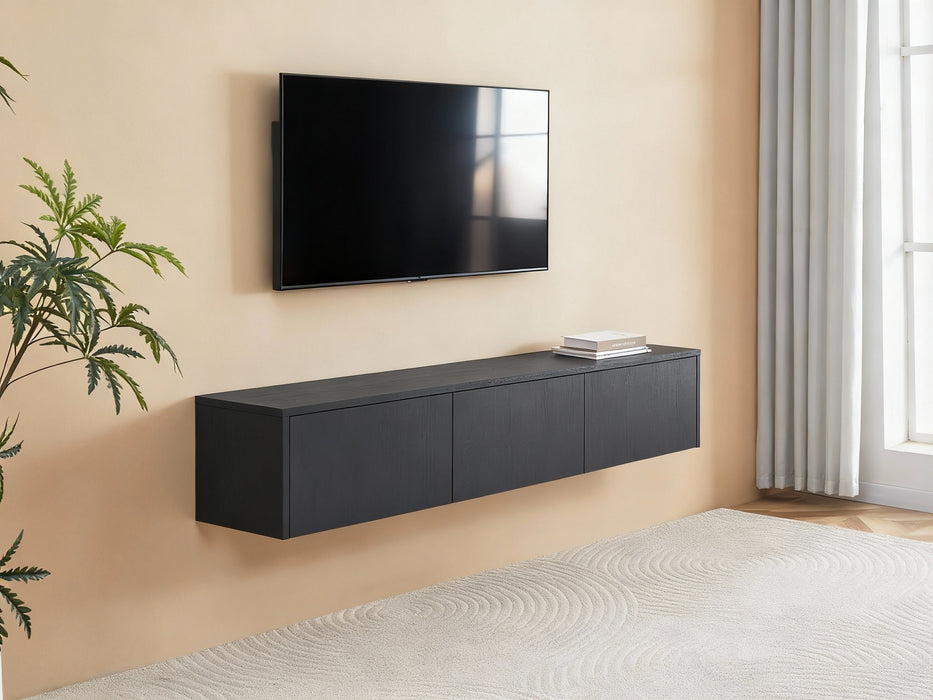 Meuble TV suspendu Japandi VIEUX NOIR 180CM