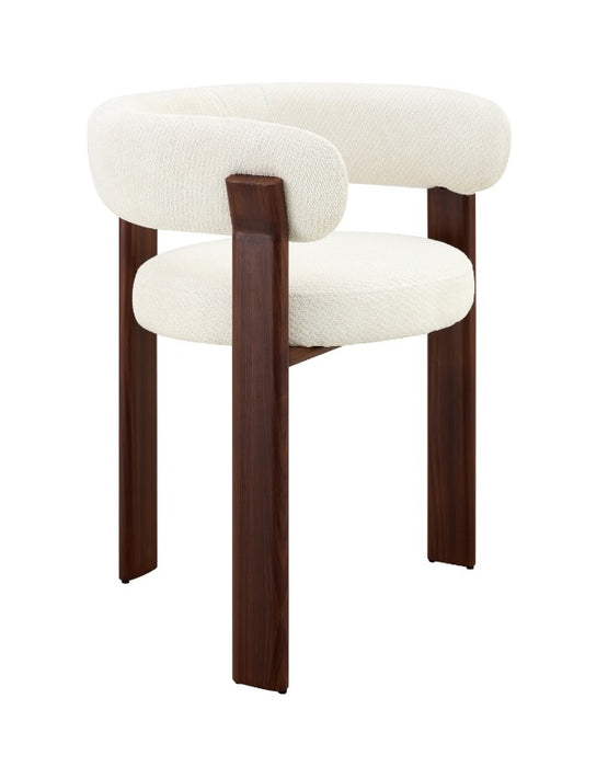 Chaise de salle à manger Japandi CARAT Bouclé Crème