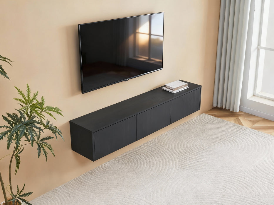 Meuble TV suspendu Japandi VIEUX NOIR 180CM