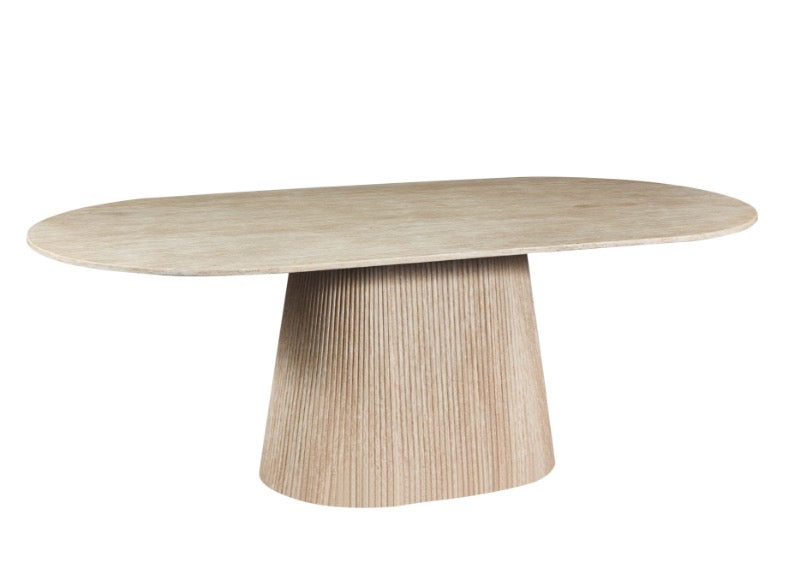 Japandi Eettafel Martin Travertin Look 220 cm