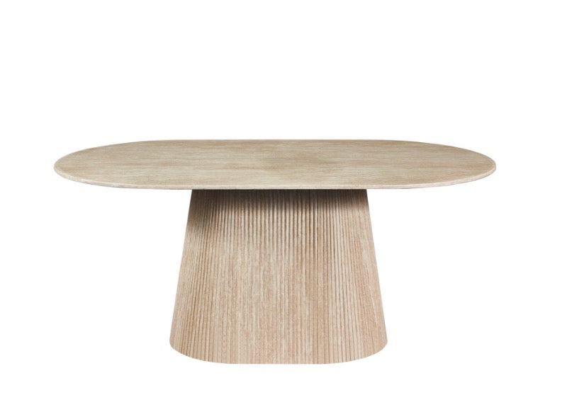 Table à Manger Japandi Martin Aspect Travertin 160 cm