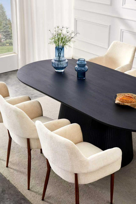 Japandi eetkamerstoel FLECHE Boucle Creme Set van 2