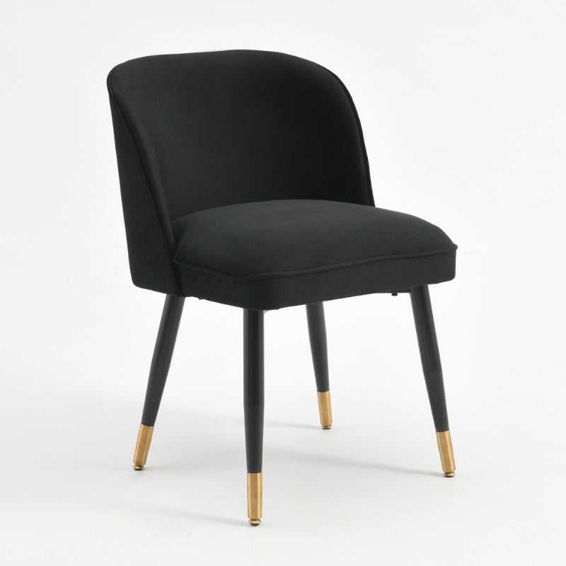 HOMLA Noir Velours Stoel, Woonkamer- en Eetkamerstoel, Gestoffeerde Stoel met Rugleuning, Keukenstoel met Modieus Design, Zwart met Gouden Poten, 44 x 52 x 85 cm