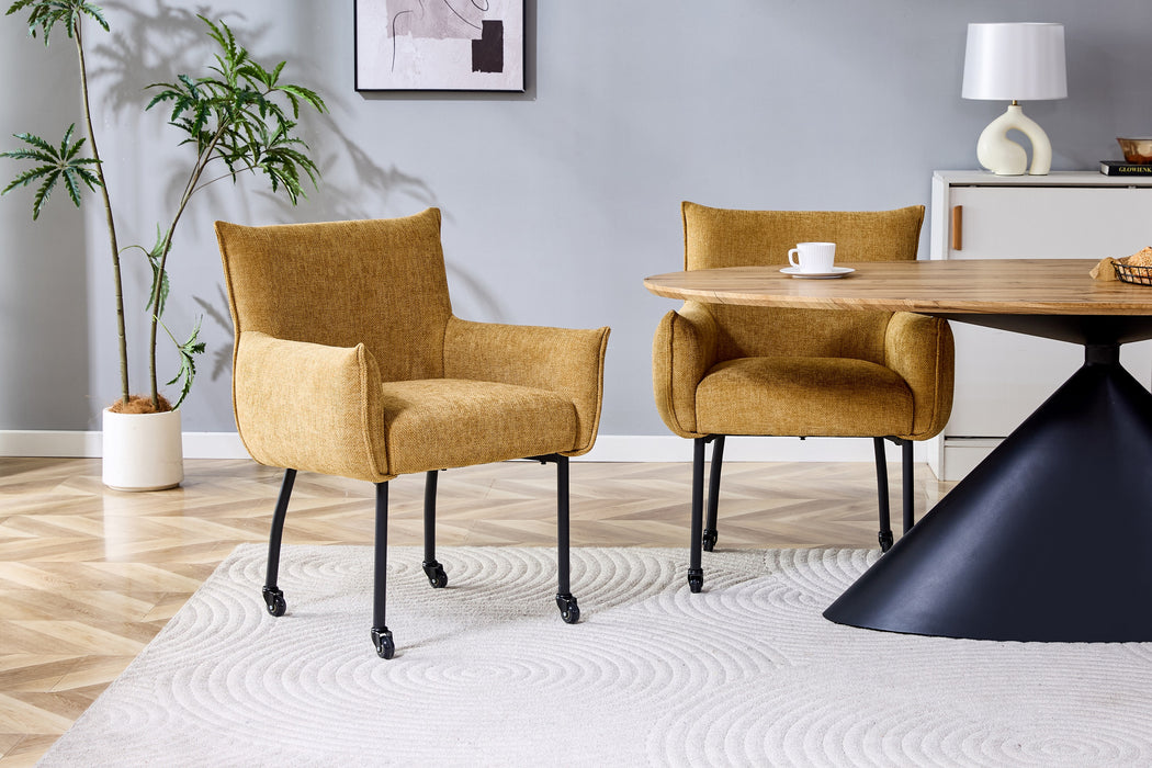 Industriele Eetkamerstoel Ourier Linnen Okergeel