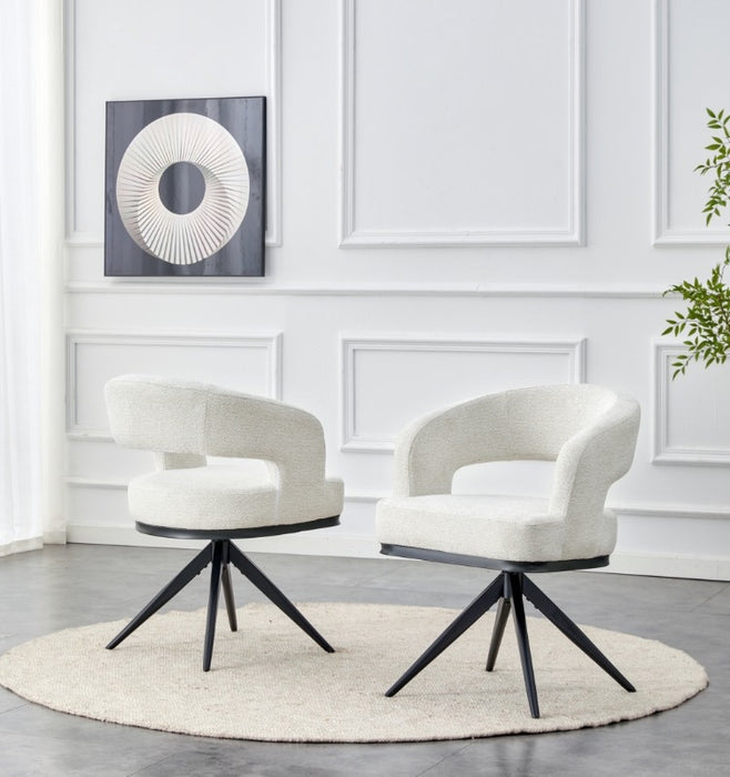 Chaise de salle à manger Japandi Belfort Bouclé Crème