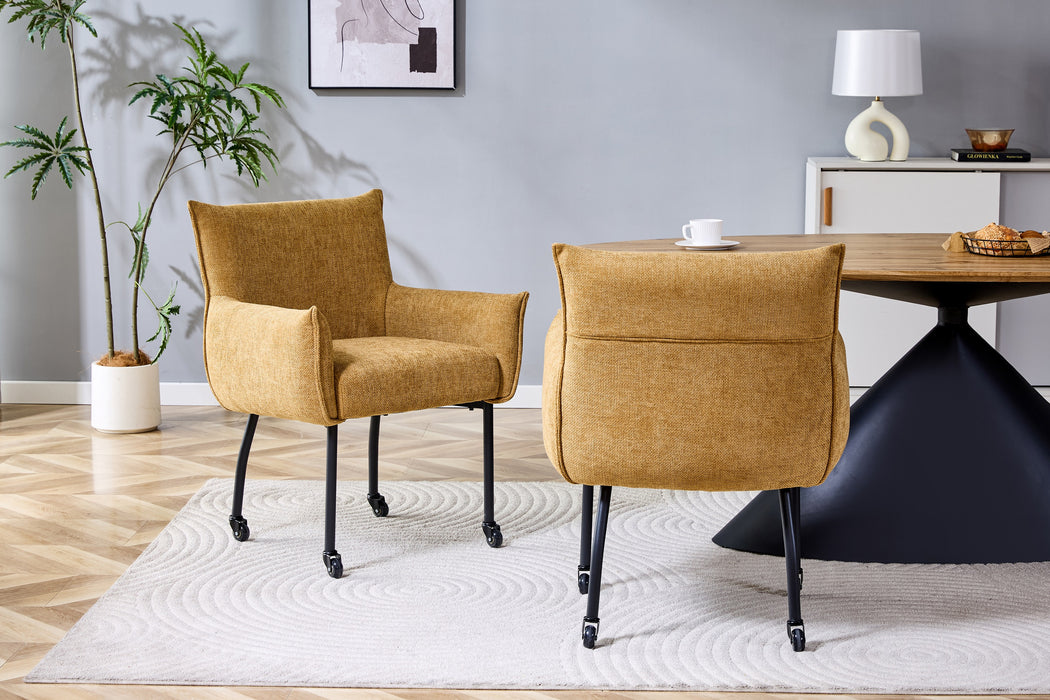 Industriele Eetkamerstoel Ourier Linnen Okergeel