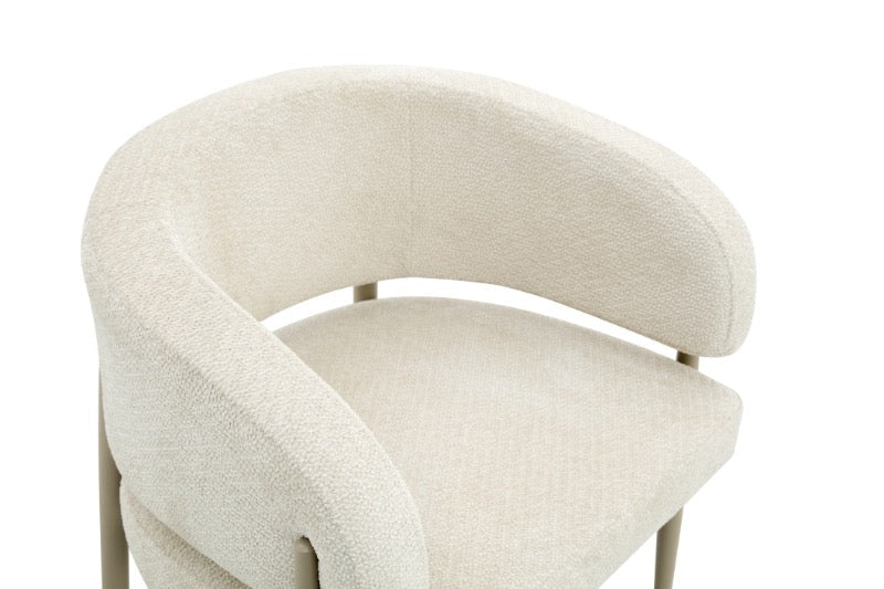 Japandi Eetkamerstoel Quintin Bouclé Creme Set van 4