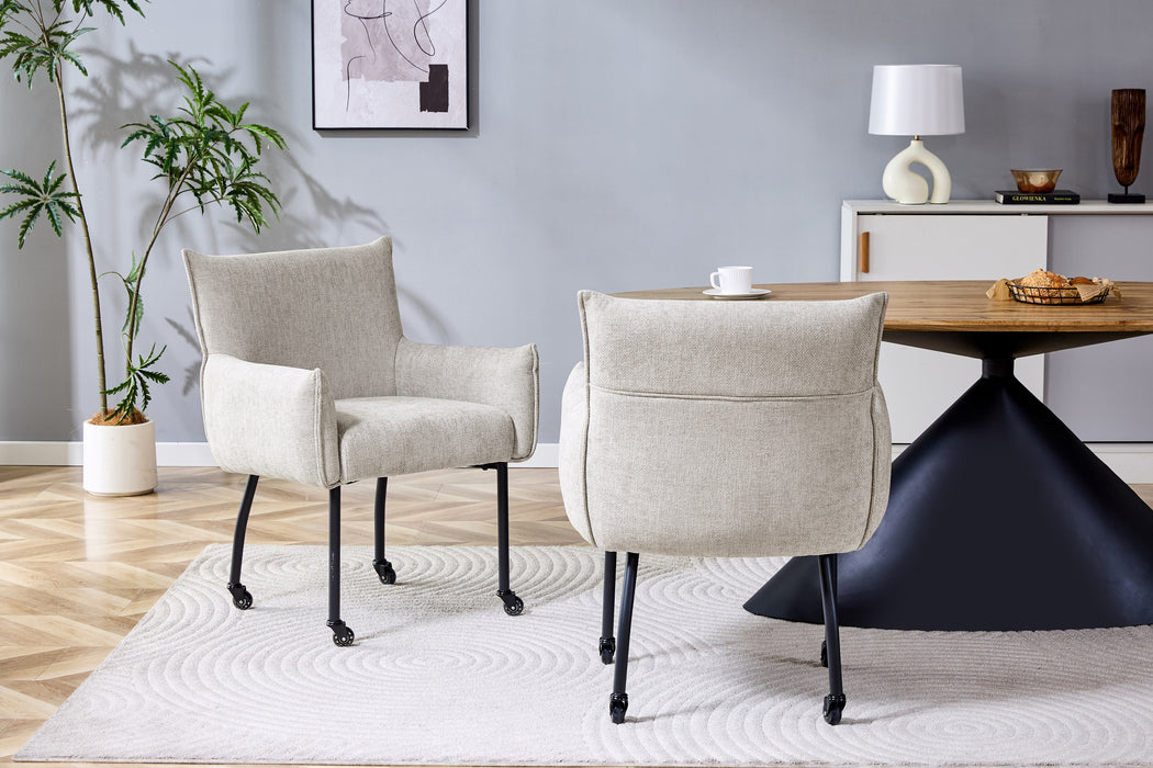 Industriele Eetkamerstoel Ourier Linnen Grijs