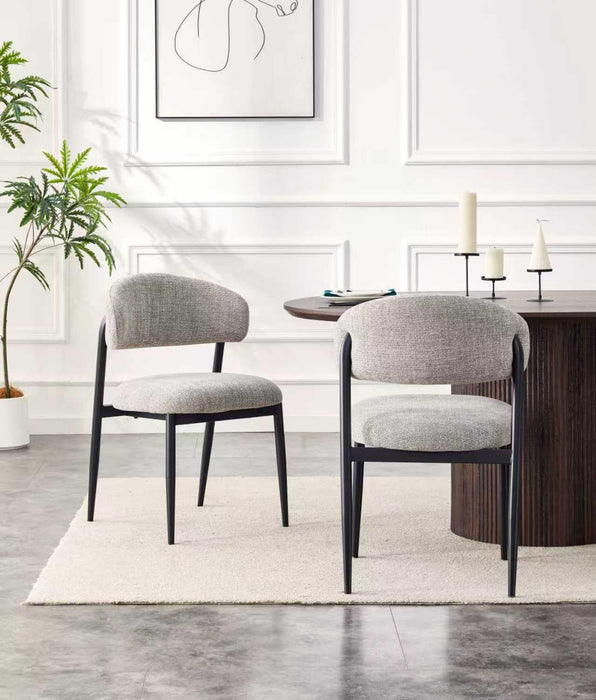 Chaise de salle à manger Japandi CHAUM en lin taupe