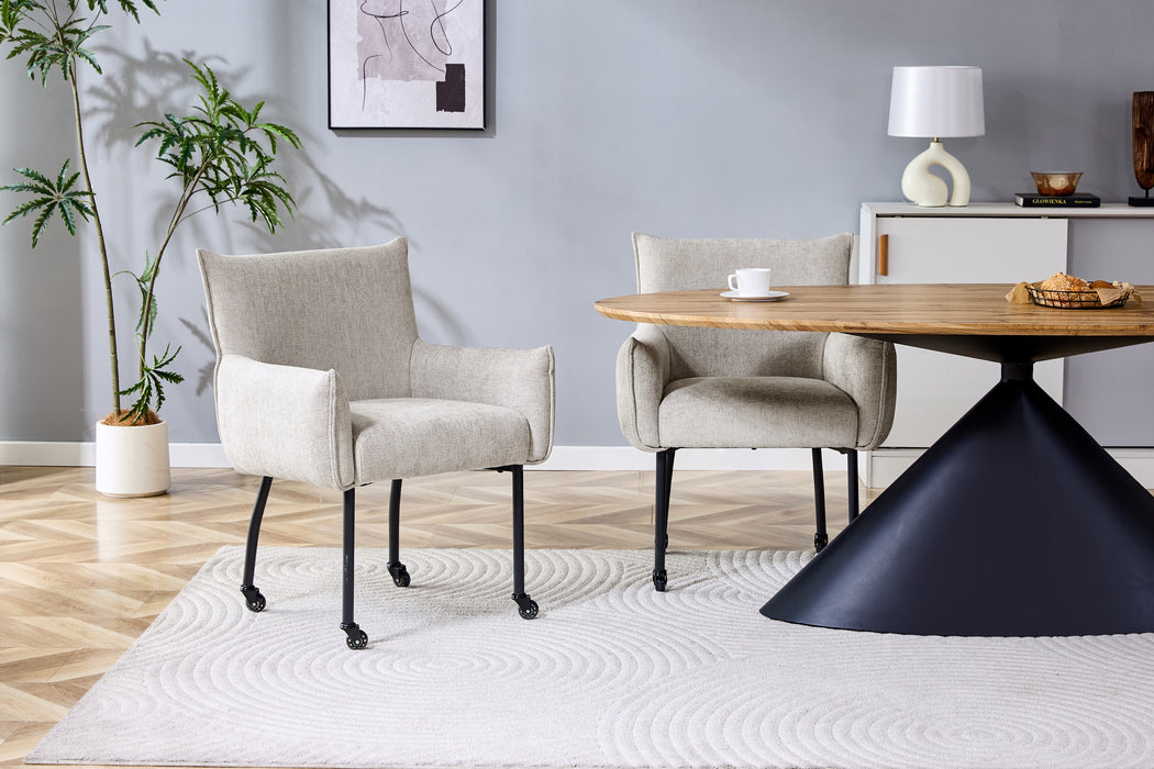 Industriele Eetkamerstoel Ourier Linnen Grijs