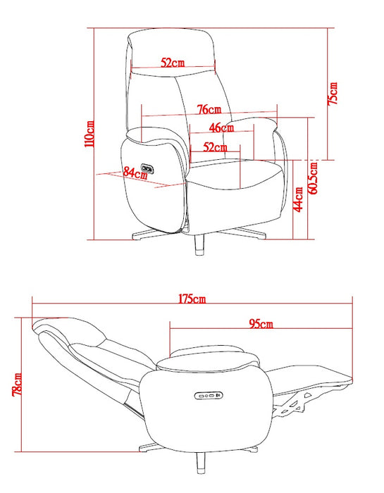 Fauteuil Relax Électrique Ligre Microfibre Cuir Cognac