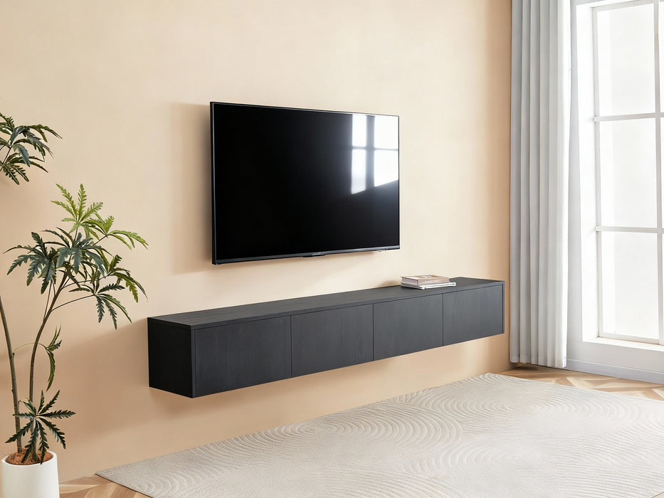 Meuble TV suspendu Japandi VIEUX NOIR 240CM