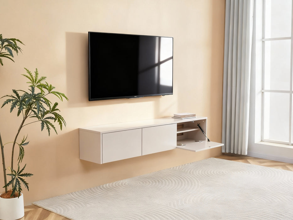 Meuble TV Suspendu Japandi SAUVERN Ivoire 180CM
