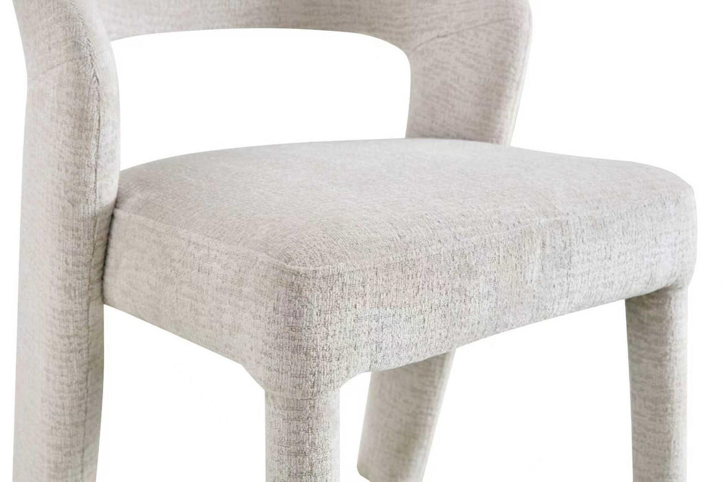 Chaise de salle à manger Japandi ANDUZ Bouclé stone