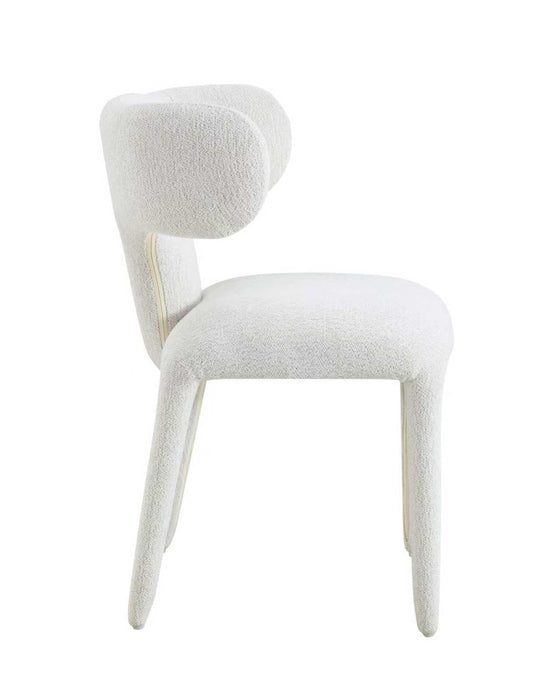 Japandi Eetkamerstoel AVORIA Bouclé Crème Set van 2