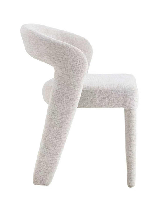 Japandi Eetkamerstoel ANDUZ Bouclé Stone Set van 2