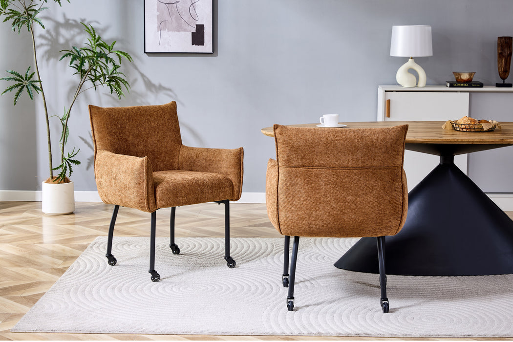 Chaise de salle à manger industrielle Ourier Lin Cognac