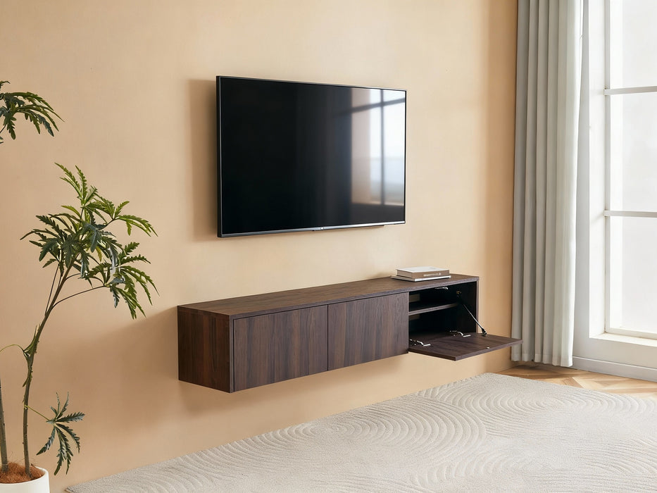 Meuble TV suspendu Japandi VIEUX NOYER 180CM