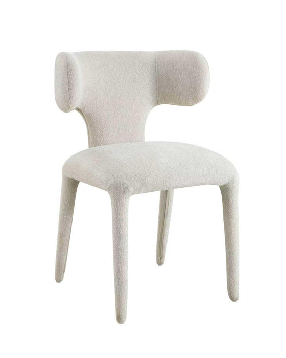 Chaise de salle à manger Japandi AVORIA Bouclé Stone