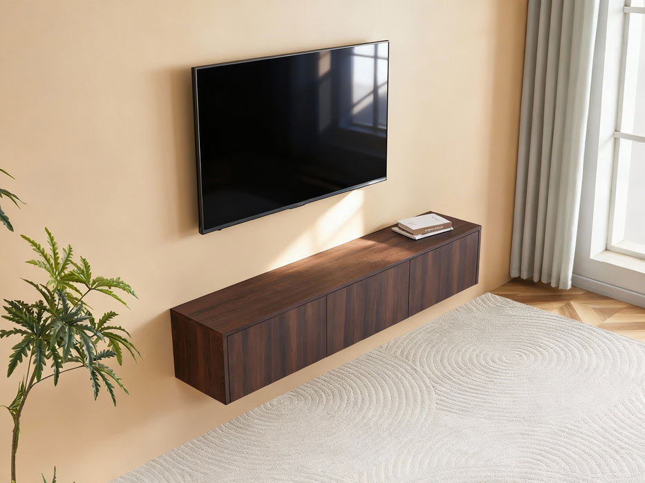 Meuble TV suspendu Japandi VIEUX NOYER 180CM