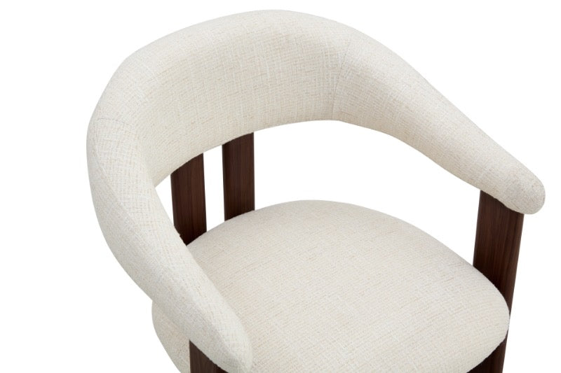 Chaise de Salle à Manger Japandi MOUZ Bouclé Crème