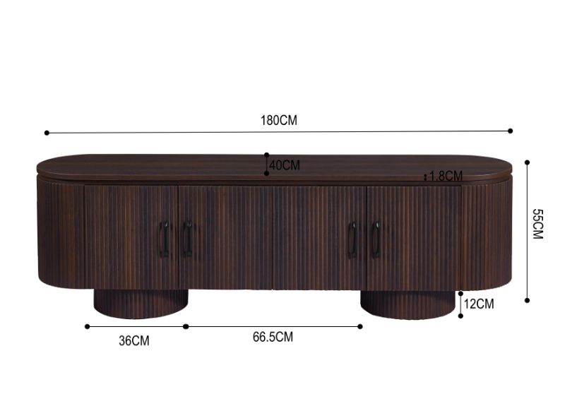 Japandi TV-Meubel Loubier Walnoot Look 180 cm