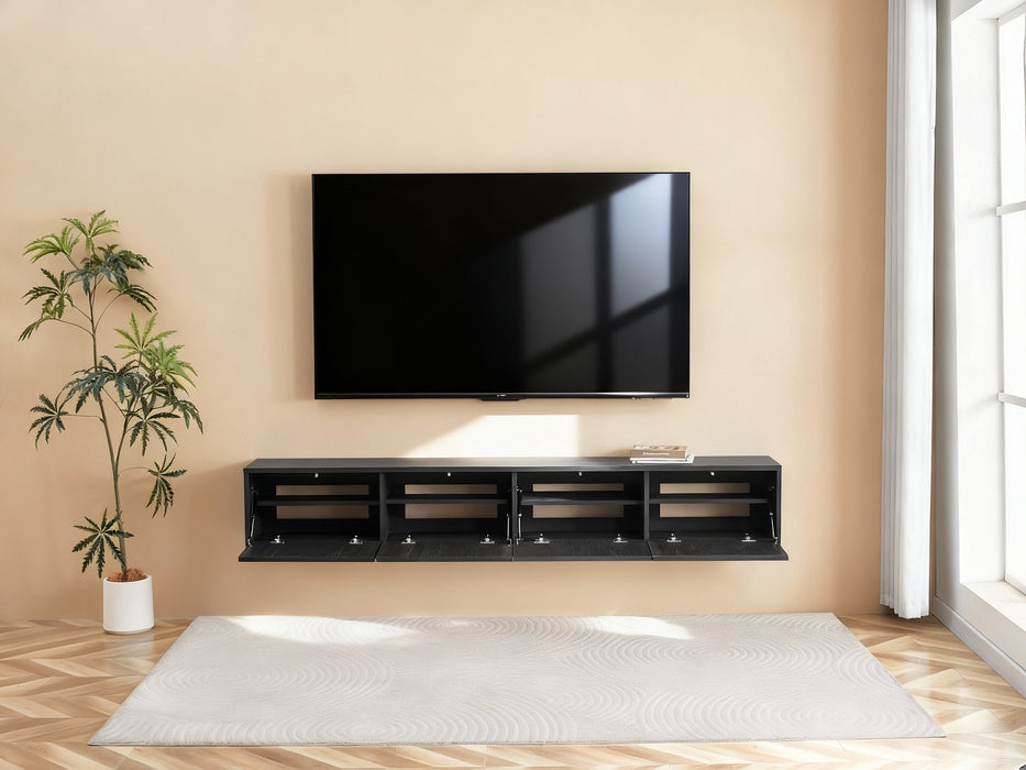 Meuble TV suspendu Japandi VIEUX NOIR 240CM