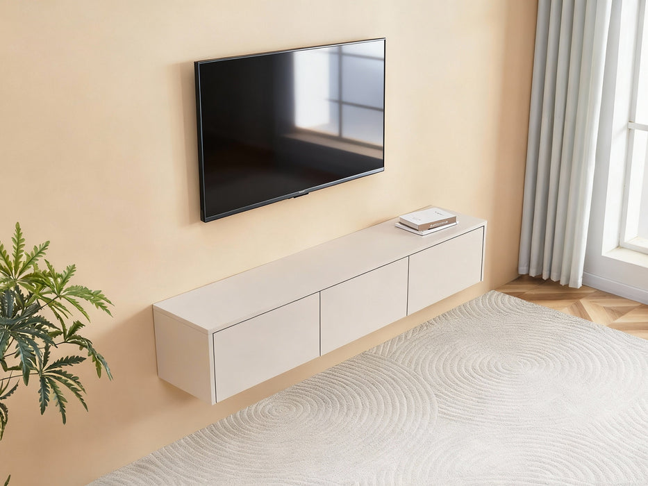 Meuble TV Suspendu Japandi SAUVERN Ivoire 180CM